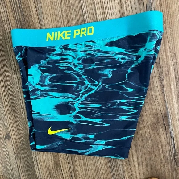 Nike Pro Teal and blue yellow Shorts size L EUC - Picture 6 of 6